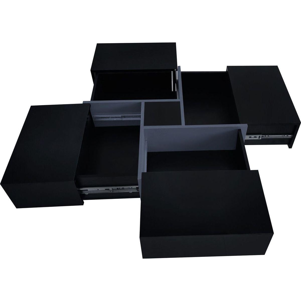 Unique Design Coffee Table with 4 Hidden Storage Compartments, Square Cocktail Table with Extendable Sliding Tabletop, UV High-gloss Design Center Table for Living Room, 31.5"x 31.5"