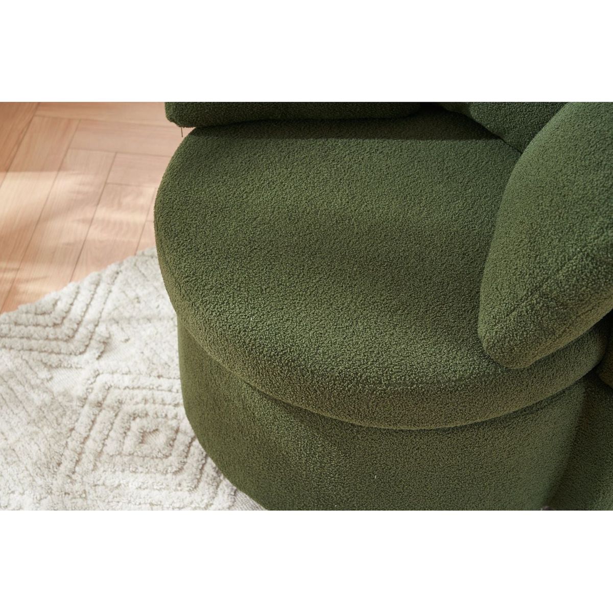 Teddy Fabric Swivel And Storage Chair With Back Cushion For Living Room,Green