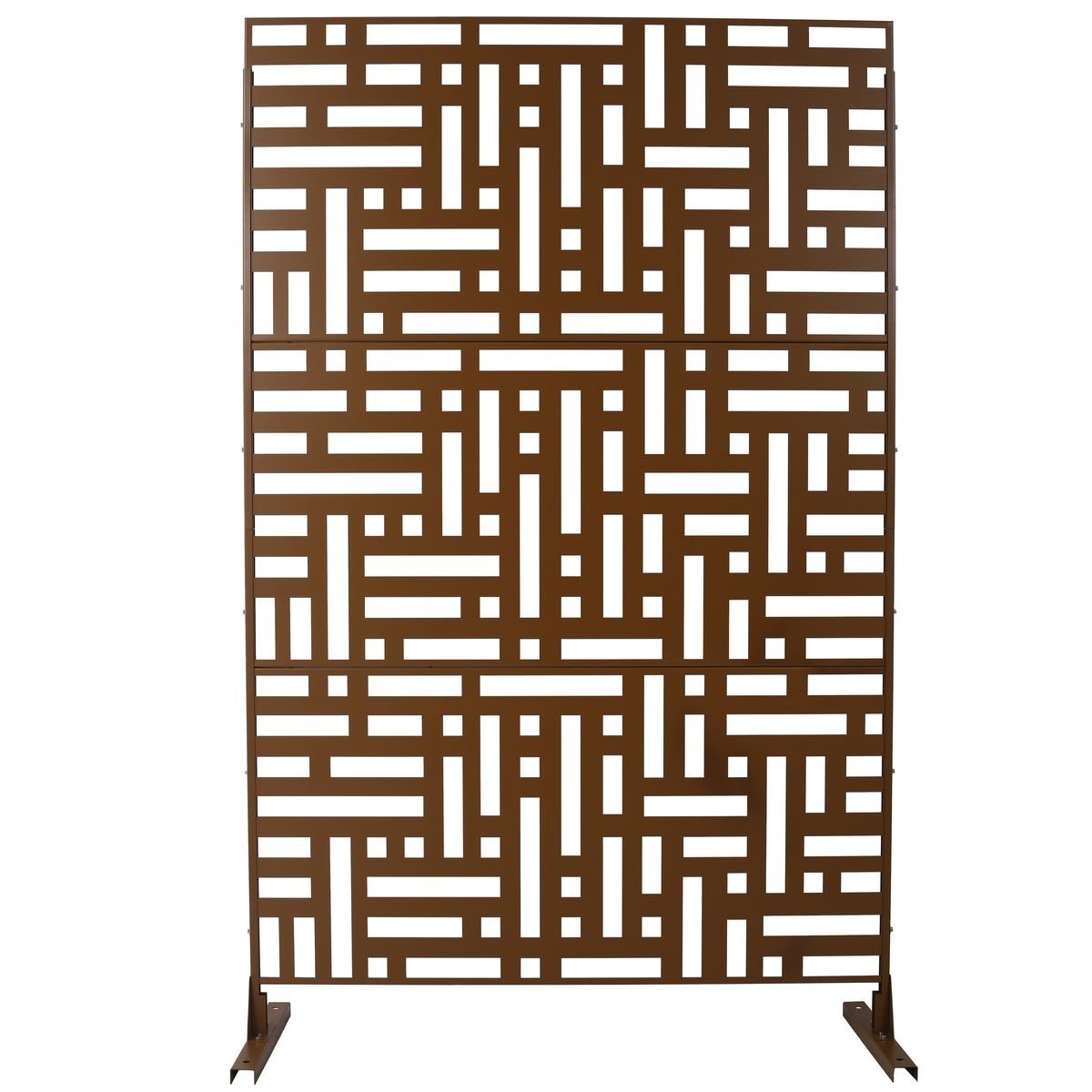 Outdoor & Indoor Privacy Screen Metal Privacy Screen 76' H×48' W, Freestanding Decorative Privacy Screen Brown Steel