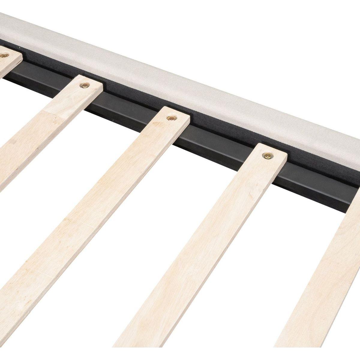 Full Size Upholstered Platform Bed with LED Lights,USB Ports and Outlets,Linen Fabric,Beige