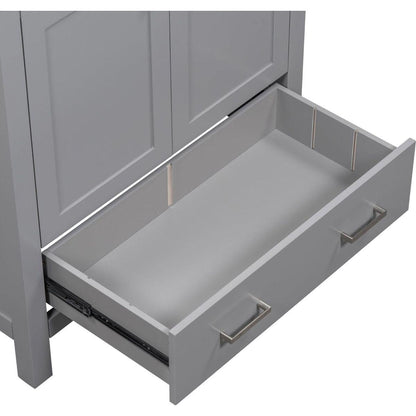 30" Gray Bathroom Vanity with Single Sink, Combo Cabinet Undermount Sink, Bathroom Storage Cabinet with 2 Doors and a Drawer, Soft Closing, Multifunctional Storage, Solid Wood Frame