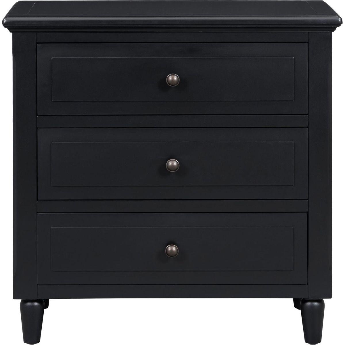 3-Drawer Nightstand Storage Wood Cabinet