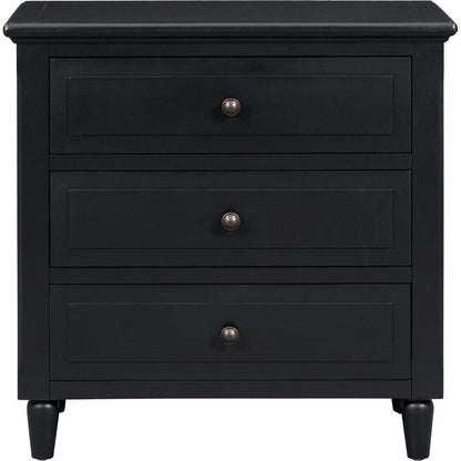 3-Drawer Nightstand Storage Wood Cabinet
