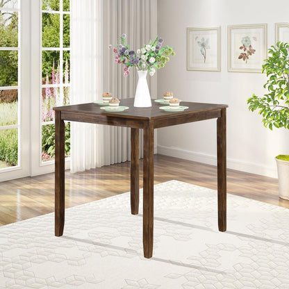 Wooden Dining Square Table, Kitchen Table for Small Space, 4 Person Counter Height Table, Walnut ONLY THE TABLE