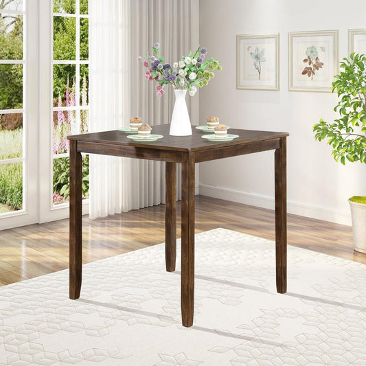 Wooden Dining Square Table, Kitchen Table for Small Space, 4 Person Counter Height Table, Walnut ONLY THE TABLE