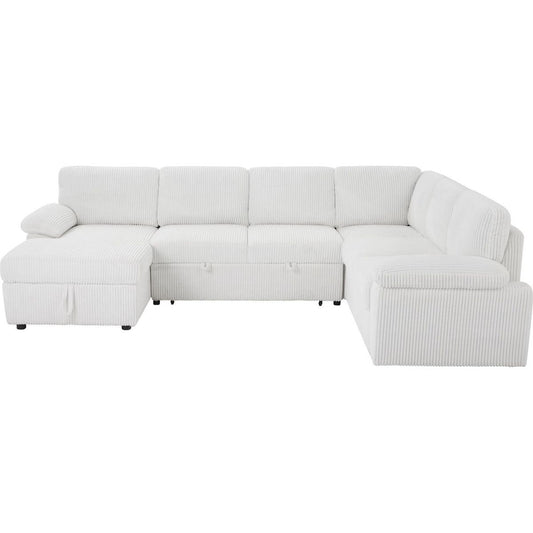 Oversized Modular Storage Sectional Sofa Couch for Home Apartment Office Living Room,Free Combination L/U Shaped Corduroy Upholstered Deep Seat Furniture Convertible Sleeper Sofabed LEFT