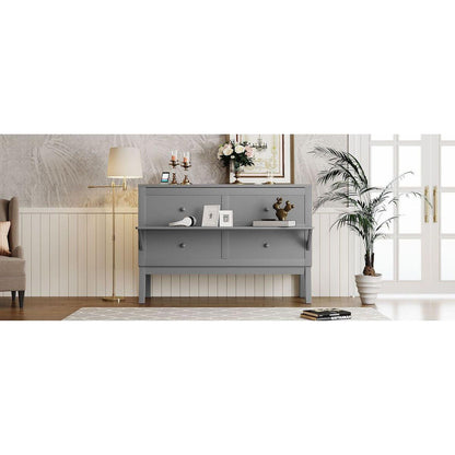 Queen Size Murphy Bed with USB Port and removable Shelves on Each Side,Gray