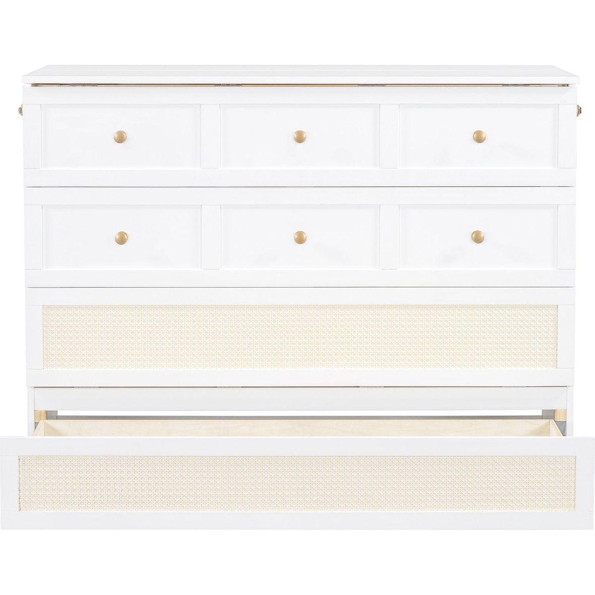 Full Size Murphy Bed with Large Drawers,White