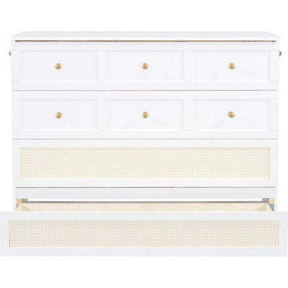 Full Size Murphy Bed with Large Drawers,White