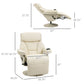 Manual Recliner, Swivel Lounge Armchair with Side Pocket, Footrest and Cup Holder for Living Room, Cream White