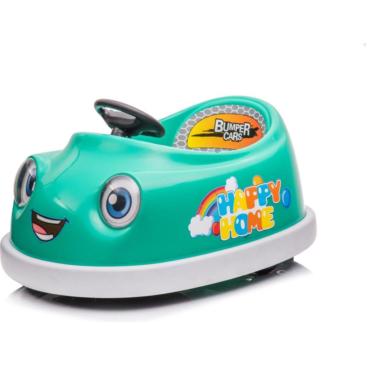Bumper Car for Kids, 12v Dual Drive 1-6 Years Old Children's Electric Car with Pushrod Dinner Plate USB BT Music Rocking Horse Mode Anti-Collision Bumper Ride on Car