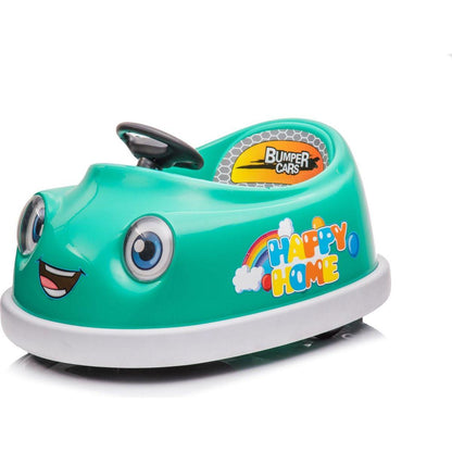 Bumper Car for Kids, 12v Dual Drive 1-6 Years Old Children's Electric Car with Pushrod Dinner Plate USB BT Music Rocking Horse Mode Anti-Collision Bumper Ride on Car