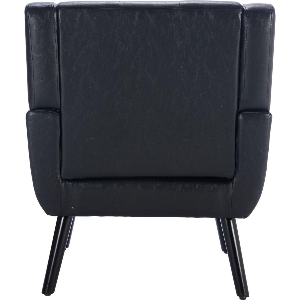 Modern Soft Leather Material Ergonomics Accent Chair Living Room Chair Bedroom Chair Home Chair With Black Legs For Indoor Home-Black PU