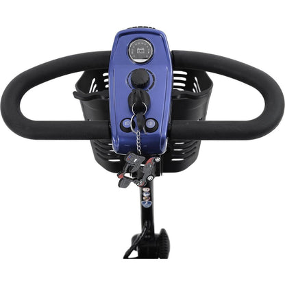 MAX SPORT BLUE 4 Wheels Outdoor Compact Mobility Scooter with 2 in 1 Cup & Phone Holder