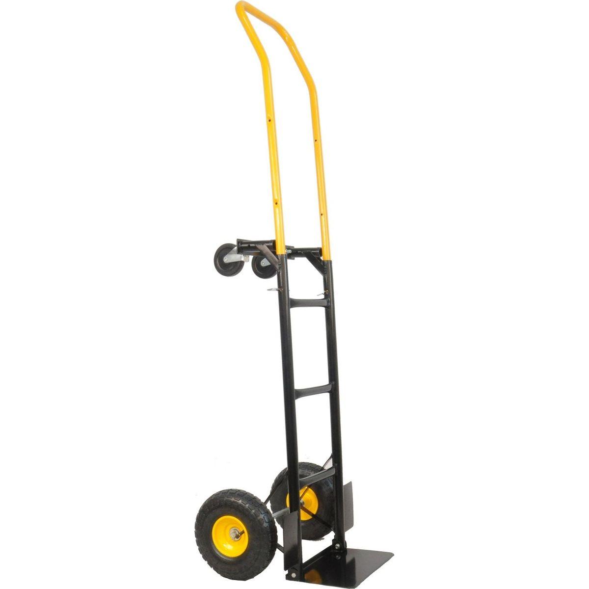 HT1006BK-YL Hand Truck Dual Purpose 2 Wheel Dolly Cart and 4 Wheel Push Cart with Swivel Wheels 330 Lbs Capacity Heavy Duty Platform Cart for Moving/Warehouse/Garden/Grocery