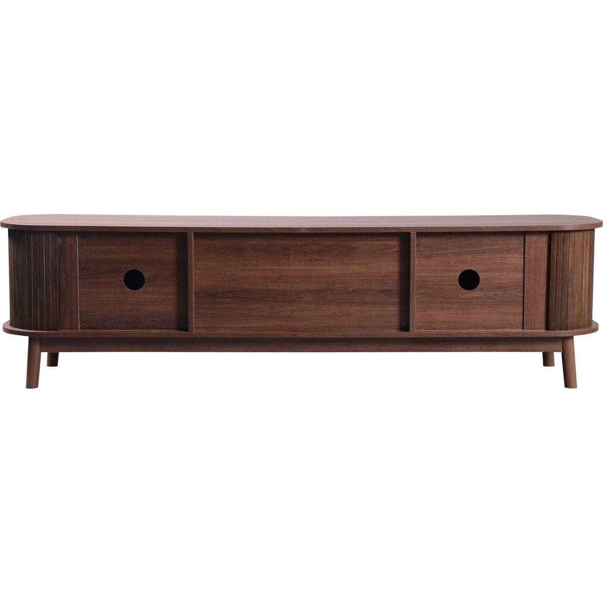 Rattan TV Stand for TVs up to 75", Modern Farmhouse Media Console, Entertainment Center with Solid Wood Legs, TV Cabinet for Living Room,Home Theatre