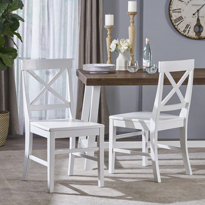 Acacia Wood Dining Chairs, White - Streamdale Furniture