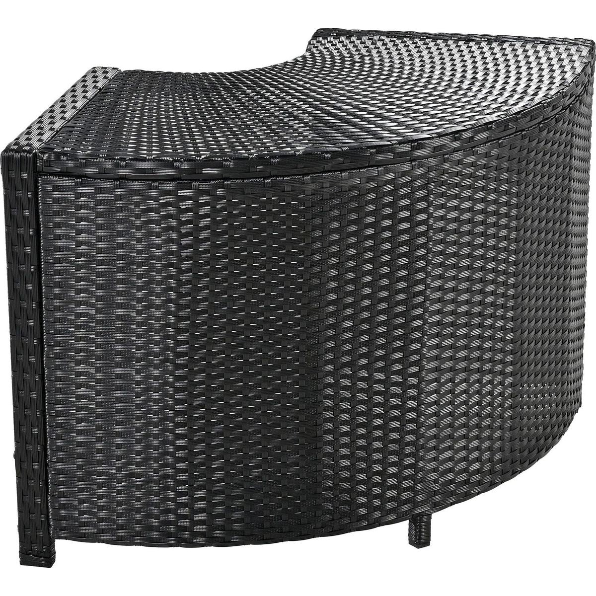 Spa Surround Spa Frame Quadrilateral Outdoor Rattan Sectional Sofa Set with Mini Sofa, Wooden Seats and Storage Spaces, Grey