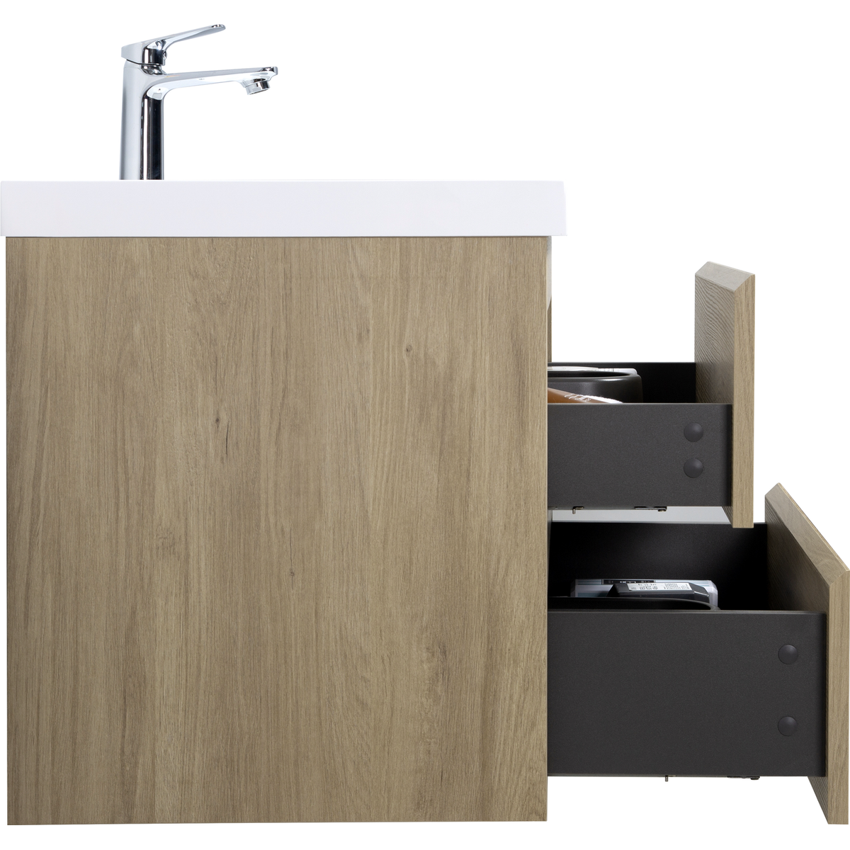 30" Floating Bathroom Vanity with Sink, Modern Wall-Mounted Bathroom Storage Vanity Cabinet with Resin Top Basin and Soft Close Drawers, Natural Oak