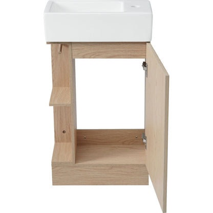 18.6" Bathroom Vanity with Sink, Bathroom Vanity Cabinet with Two-tier Shelf, Left or Right Orientation, Natural