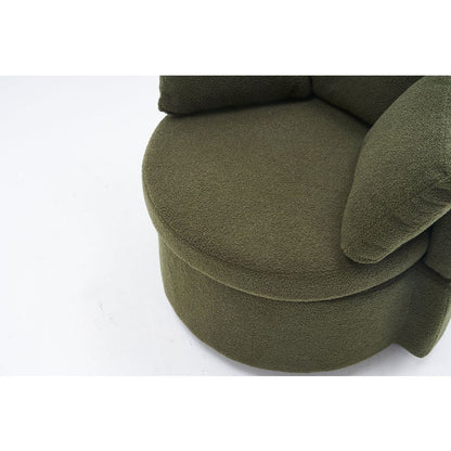 Teddy Fabric Swivel And Storage Chair With Back Cushion For Living Room,Green