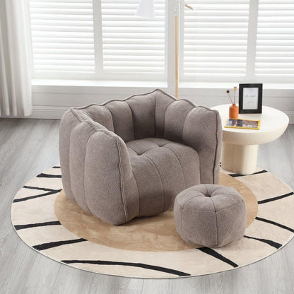 Soft Bean Bag Chair with High Resilient Foam(Chips)for living room and bedroom,Comfortable Square Lazy Sofa with Footstool, Cover for Adults to Gaming, Reading, and Watching TV - Streamdale Furniture