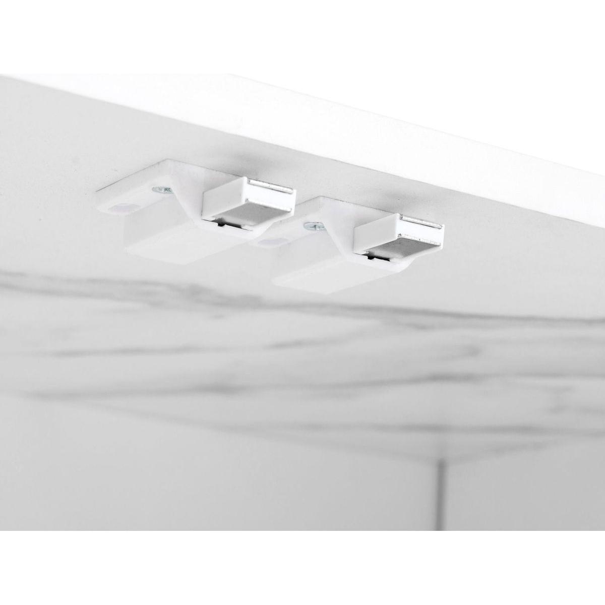 Modern APP Controlled LED TV Stand for TVs Up to 105", Faux Marble Tabletop Media Console with Tempered Glass Doors, Entertainment Center with 2 Drawers & Cabinets for Living Room, White