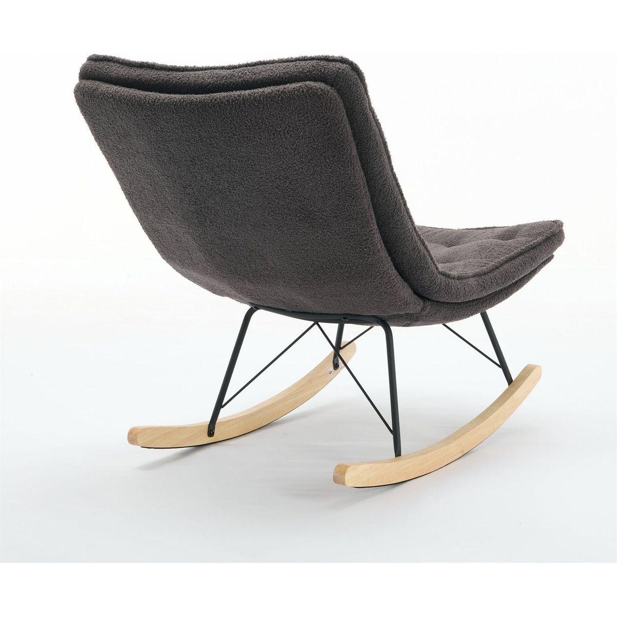 Lazy Rocking Chair,Comfortable Lounge Chair with Wide Backrest and Seat Wood Base, Upholstered Armless Rocker Chair for Living room, Balcony,Bedroom and Patio Porch. (GREY)