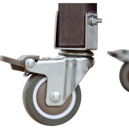 Outdoor Kitchen Island, Rolling Bar Cart & Storage Cabinet, Farmhouse Solid Wood Outdoor Grill Table with Stainless Steel Top, Spice Rack, Towel Rack for Kitchen & Barbecue, Dark Brown