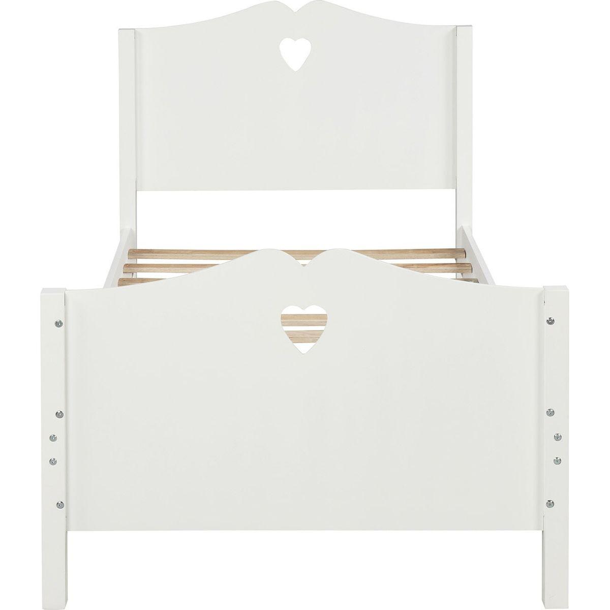 Bed Frame Twin Platform Bed with Wood Slat Support and Headboard and Footboard (White)