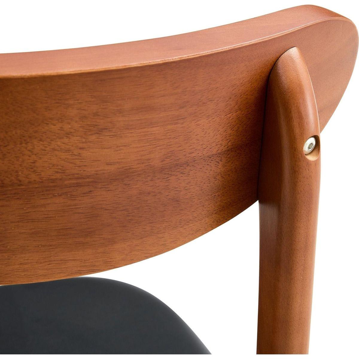 The stylish and durable solid wood dining chair, small curved back, PU cushion, and beautiful shape match perfectly with any room and everyday use