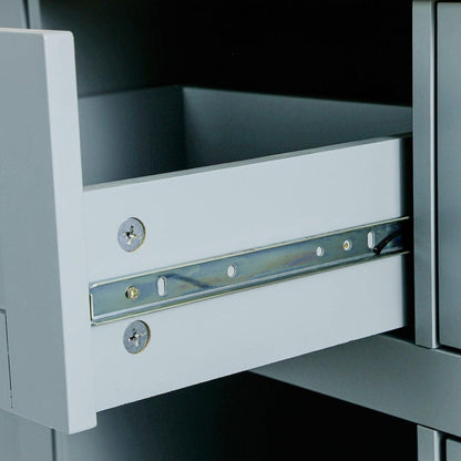 Kitchen Cart with Rubber wood Drop-Leaf Countertop, Cabinet door internal storage racks,Kitchen Island on 5 Wheels with Storage Cabinet and 3 Drawers for Dining Room, Grey Blue