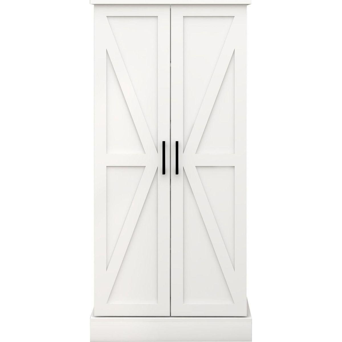 50" LED Kitchen Pantry Cabinet,Freestanding Buffet Cupboards Sideboard with 2 Doors with Racks and Shelves for Kitchen, Living Room and Dining Room-White