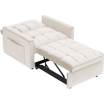 Sofa bed chair 3 in 1 convertible, recliner, single recliner, suitable for small Spaces with adjustable back black creamy white