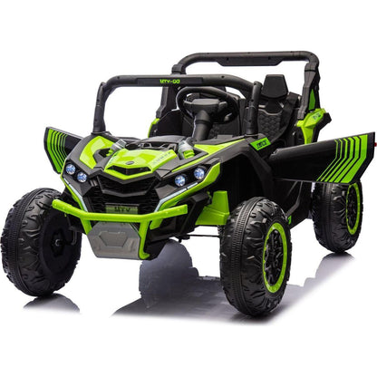 24V Two-Seater Kids Ride On UTV W/Parents Remote Control,Four-Wheel Suspension,Slow Start,Large wheel design,Anti-collision bar,Storage space,Music,USB,Bluetooth,Volume control,LED lights for Kids 3+.