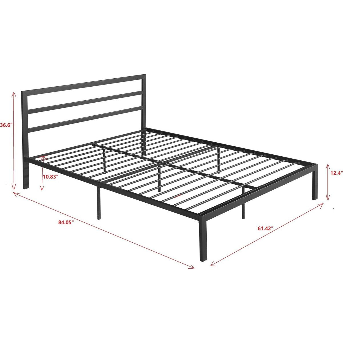Queen Size Metal Bed Frame with Headboard Charcoal Grey