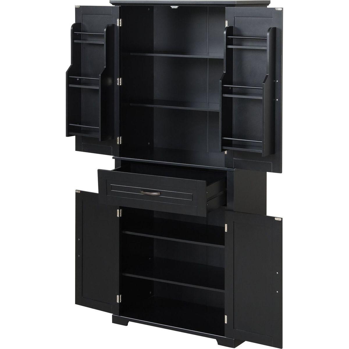 Bathroom Storage Cabinet with Doors and Drawer, Multiple Storage Space, Adjustable Shelf, Black