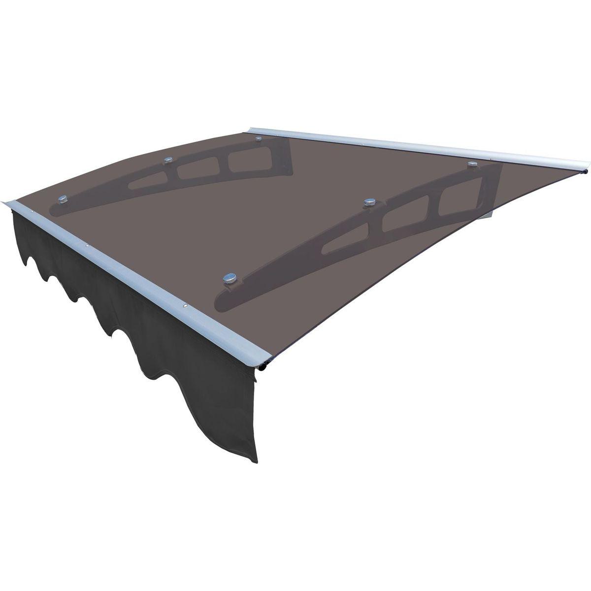 GarLUGH DA4734C Series Door Window Awning Canopy Made of 0.137 Inch Thick Crystal Solid Polycarbonate Sheet and Aluminum Alloy with Valance in size of 47" Wide x 34" Deep for Masonry Concrete Wall