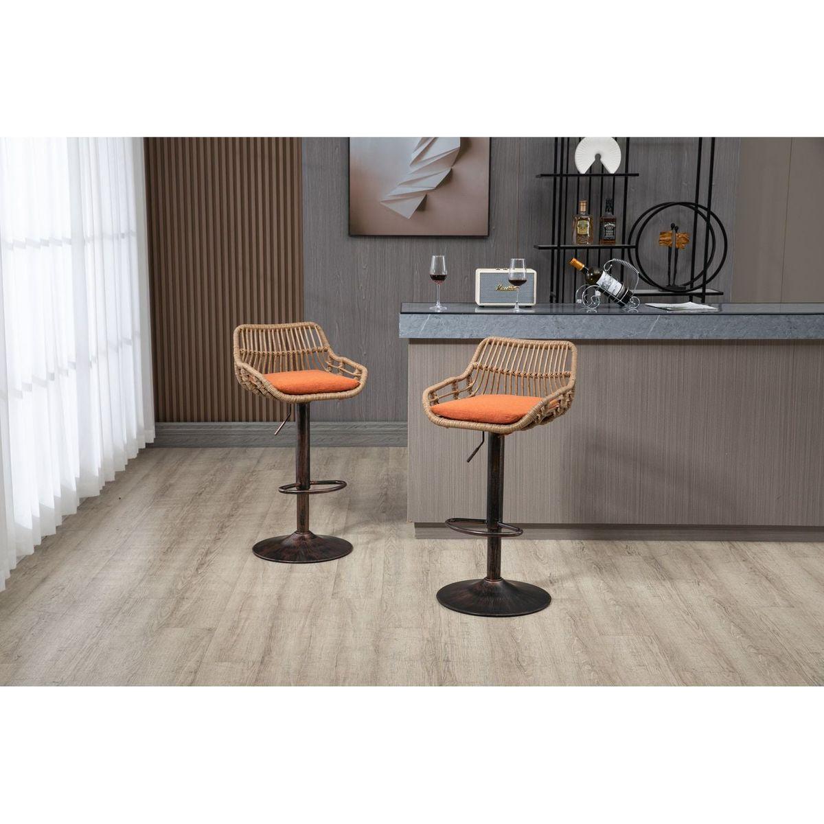 Swivel Bar Stools Set of 2 Adjustable Counter Height Chairs with Footrest for Kitchen, Dining Room 2PC/SET