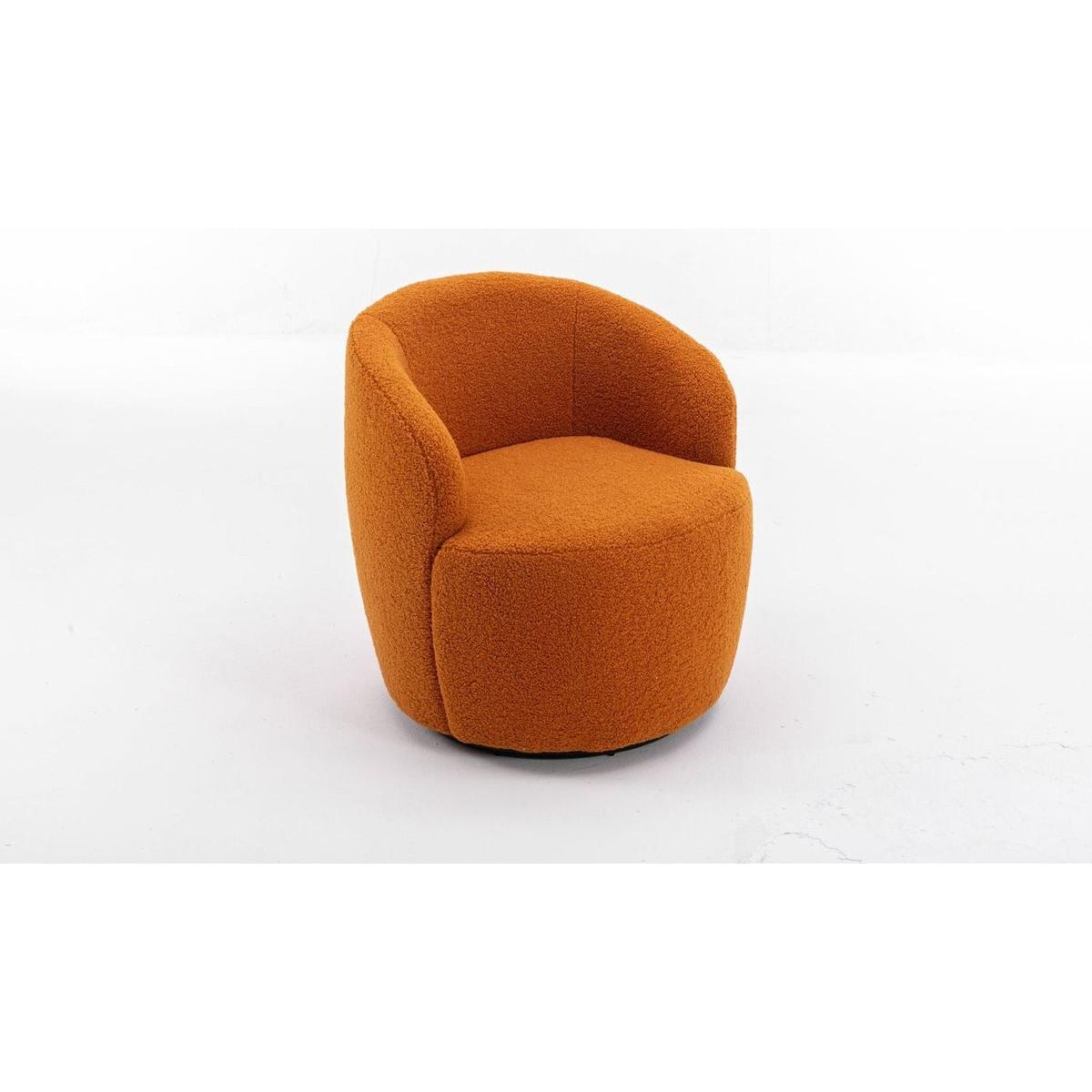 Teddy Fabric Swivel Accent Armchair Barrel Chair With Black Powder Coating Metal Ring,Caramel