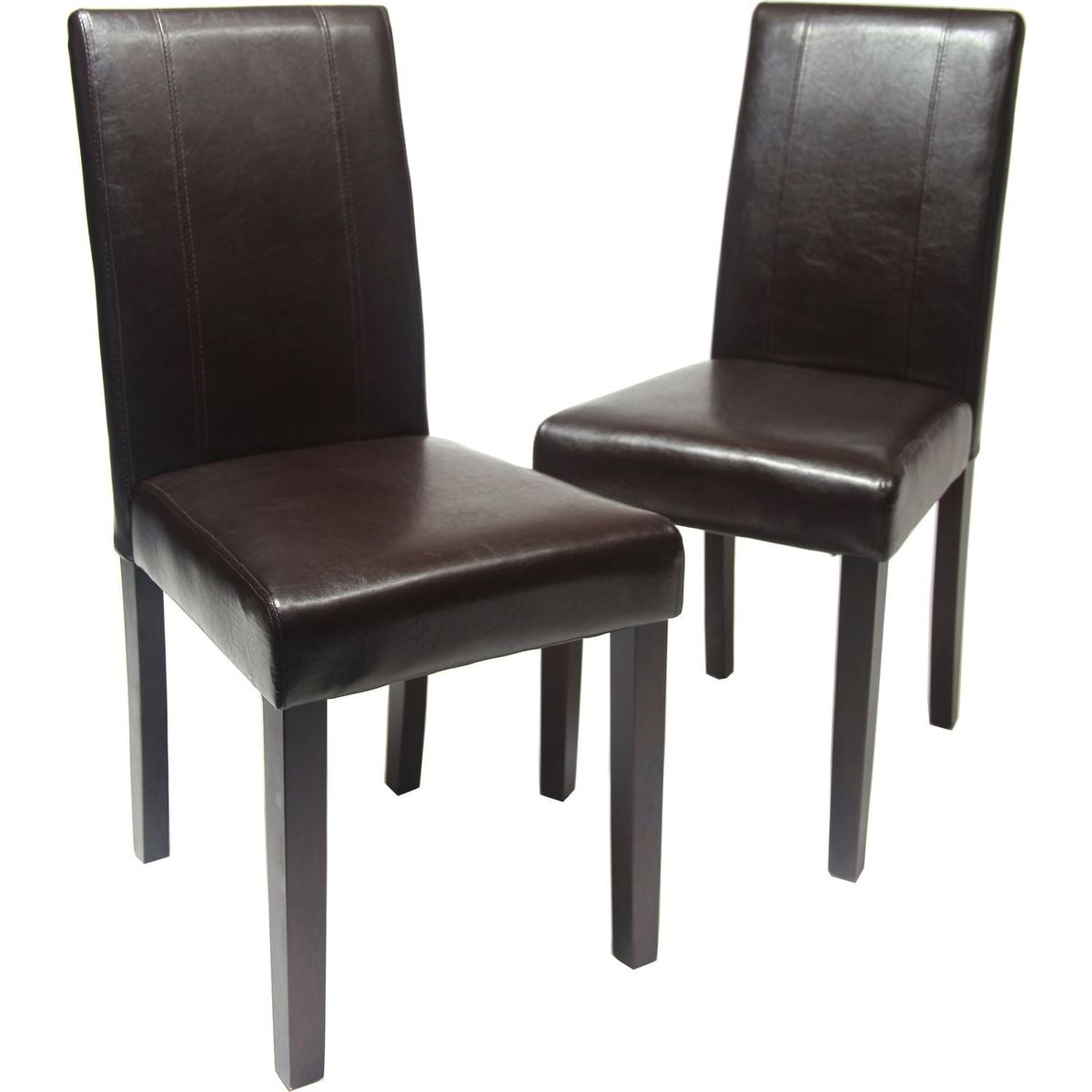 Urban Style Solid Wood Leatherette Padded Parson Chair, Brown, Set of 2