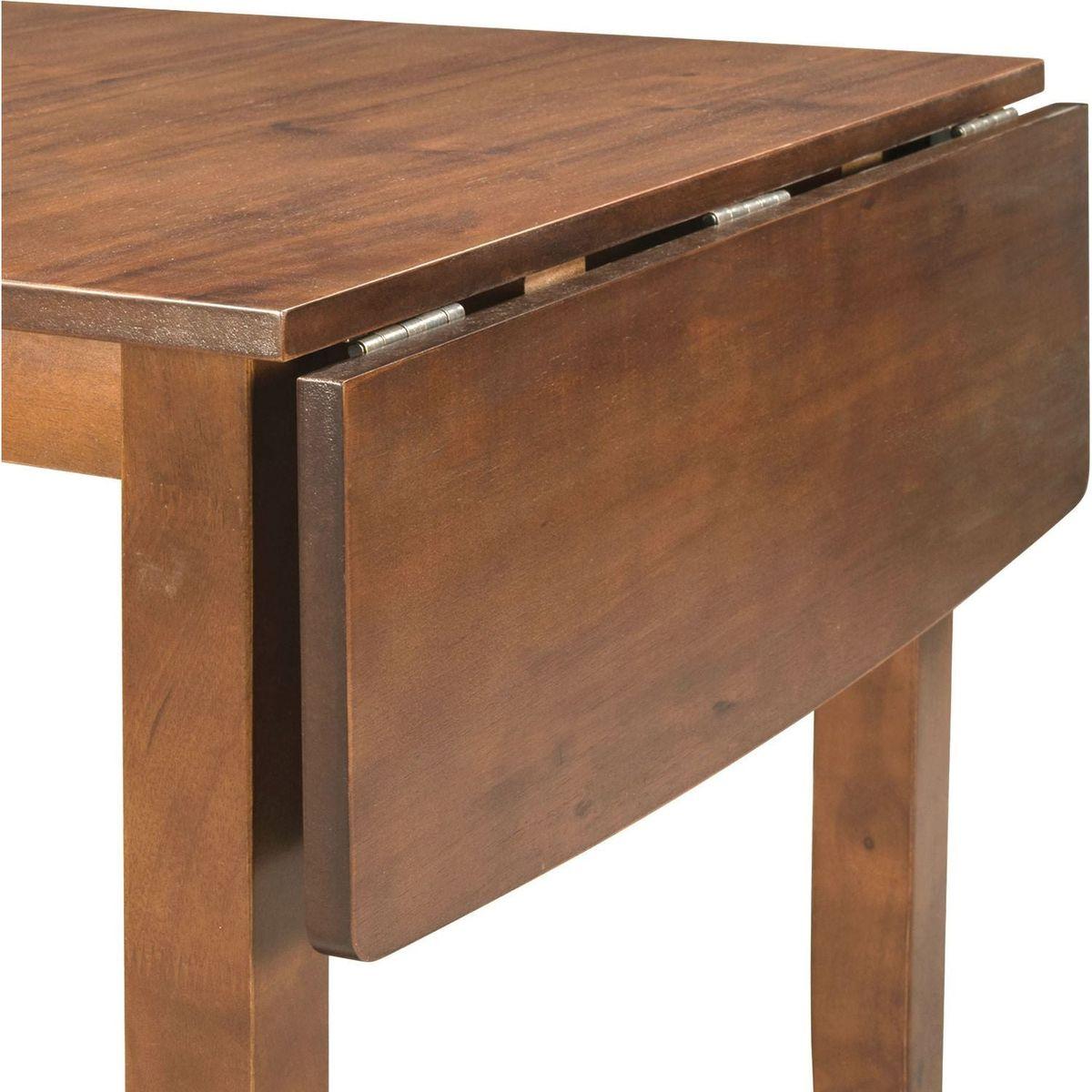 3-Piece Wood Drop Leaf Breakfast Nook Dining Table Set with 2 X-back Chairs for Small Places, Brown