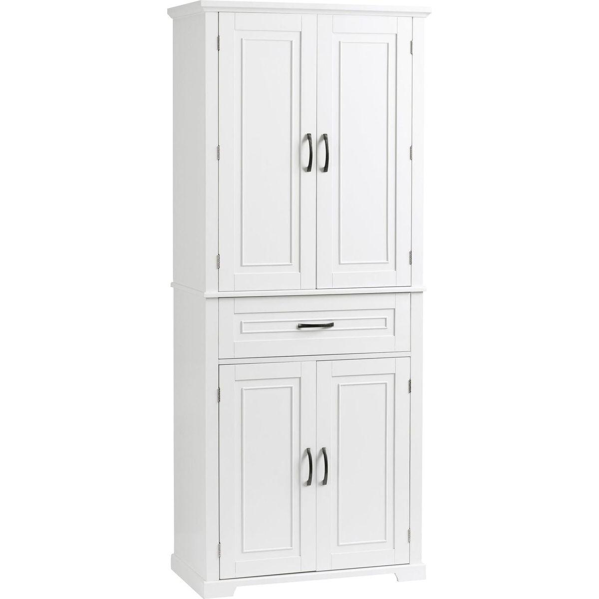 Bathroom Storage Cabinet with Doors and Drawer, Multiple Storage Space, Adjustable Shelf, White