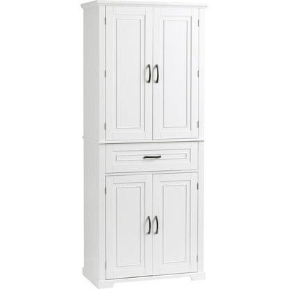 Bathroom Storage Cabinet with Doors and Drawer, Multiple Storage Space, Adjustable Shelf, White