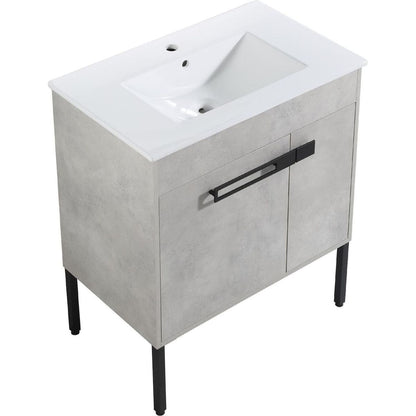 30 Inch Bathroom Vanity with Sink, Freestanding Bathroom Vanity or Floating is Optional Conversion-00330CG-1-BL9075B(KD-Packing)