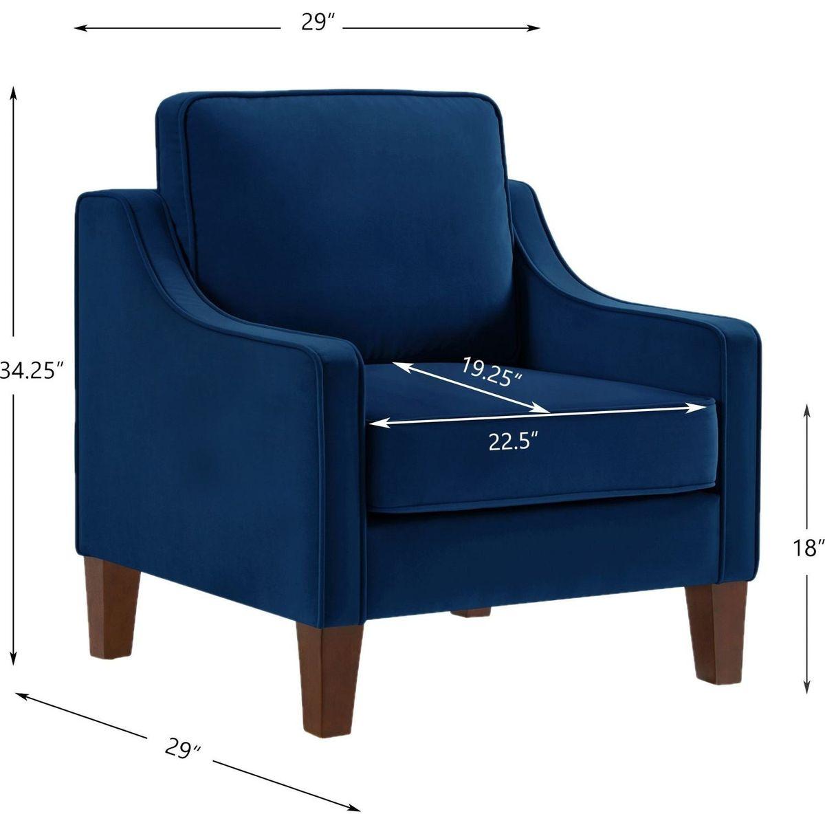 Modern Armchair, Living Room Single Seat Sofa Chair with Wooden Legs, Upholstered Velvet Accent Chair for Living Room, Bedroom,Navy