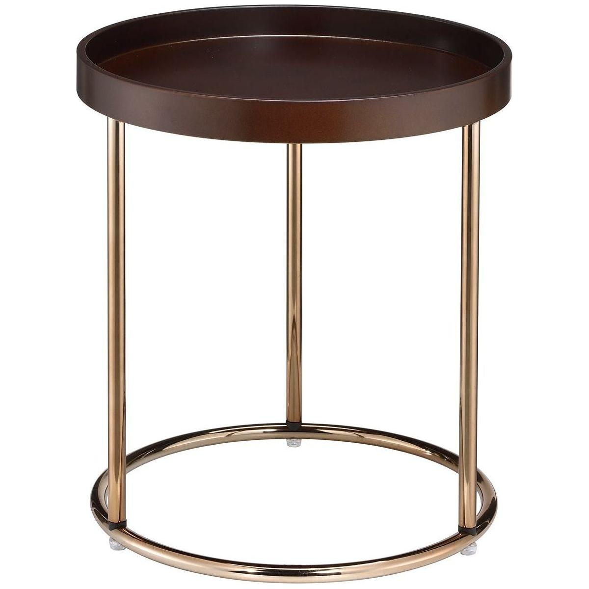 Genoa Round Tray Table with Metal Frame, Espresso