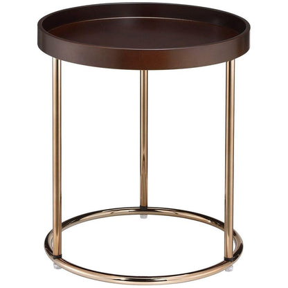Genoa Round Tray Table with Metal Frame, Espresso