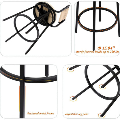 Creamy White Bar Stools Swivel Counter Chairs with Metal Frame Set of 2 Hand Woven Paper Rope Dining Barstools for Kitchen Counter (Creamy White)