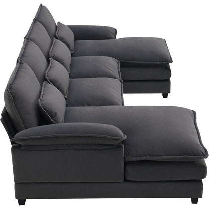 109.8x55.9" Modern U-shaped Sectional Sofa with Waist Pillows,6-seat Upholstered Symmetrical Sofa Furniture,Sleeper Sofa Couch with Chaise Lounge for Living Room,Apartment,2 Color